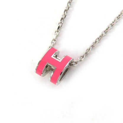 Hermes Mini Pop H Pendant Mini Pop H Pendant Necklace Pink Silver With Box And