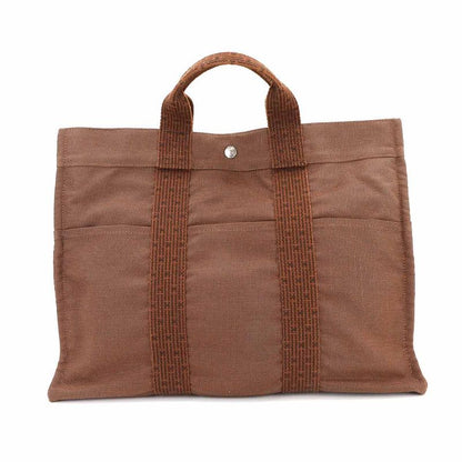 Hermes Herline MM Tote Bag Canvas Brown Silver Hardware Herline Tote MM 90297084
