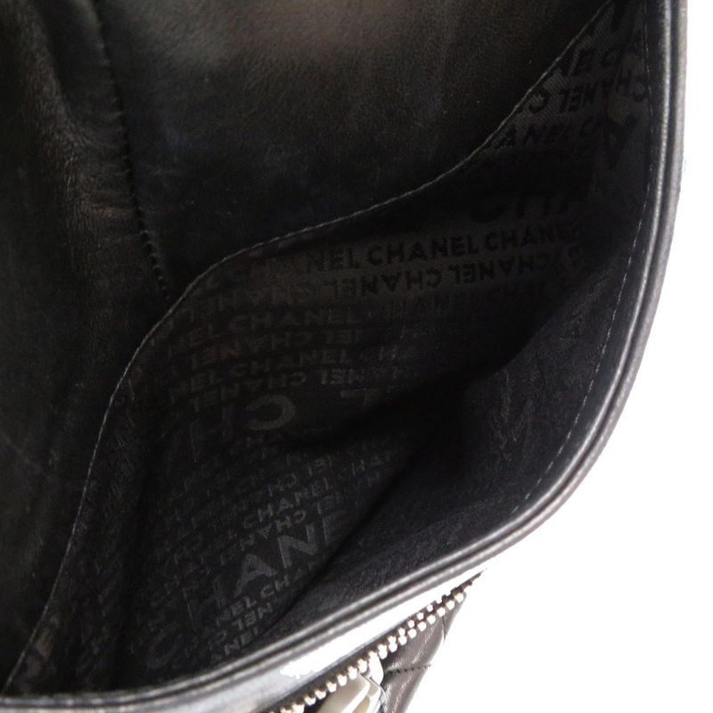 Chanel Jacket Bag Lambskin Black Matelasse 8 Series Coco Mark Body Bag 0031