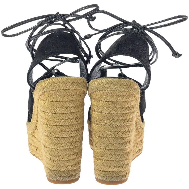 Saint Laurent Paris Paloma Wedge Sandals 416424 Black and Beige 36