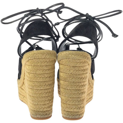 Saint Laurent Paris Paloma Wedge Sandals 416424 Black and Beige 36