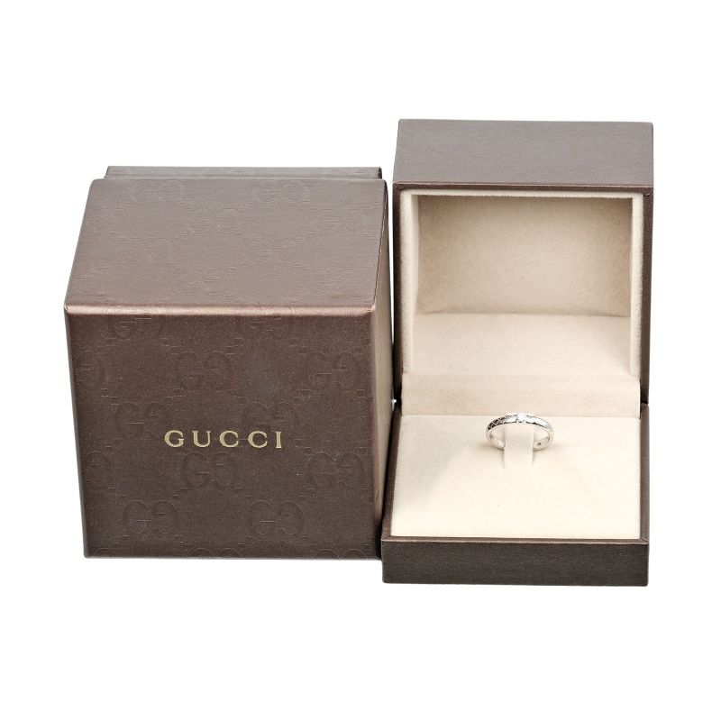 Gucci Diamantissima 18kwhite Gold X Diamonds #7 Ladies 2.4g Ring