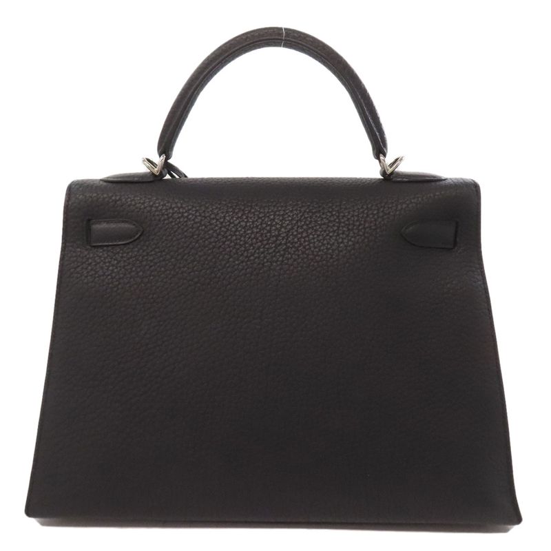 Hermes Kelly 32 Outer Stitch Silver Hardware Handbag Fjord Women