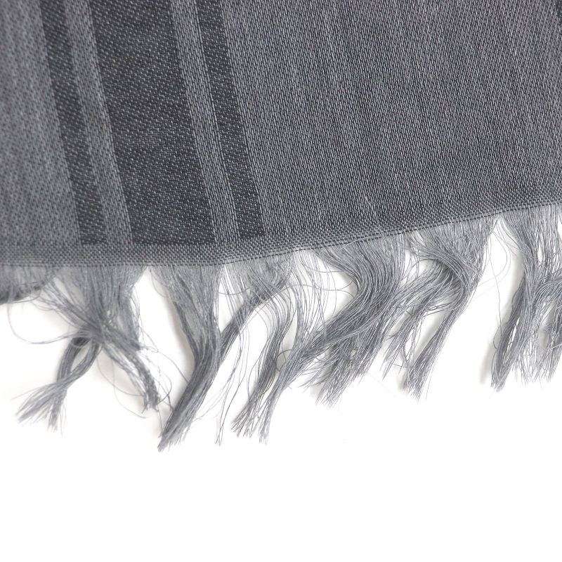 Gucci 544615 Wool Silk GG Logo Diamante Checked Fringe Stole Scarf Shawl Gray