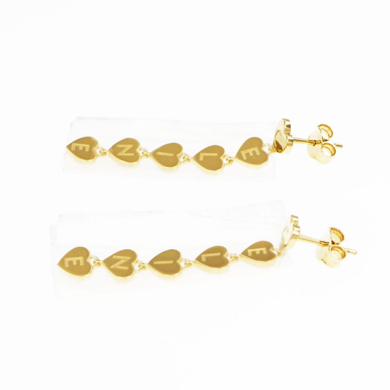Celine Earrings Heart Logo Gold Color Pair Accessories Small Items