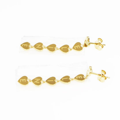 Celine Earrings Heart Logo Gold Color Pair Accessories Small Items