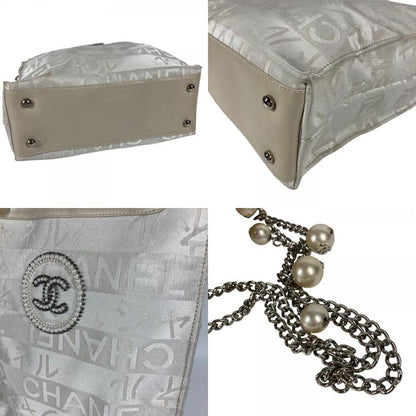 Chanel Shoulder Bag Ginza Limited Logo CC Coco Mark Logo Leather / Canvas White