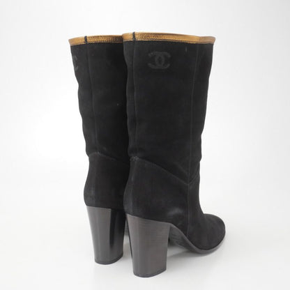 Chanel Boots Size 37C Middle Boots CC Logo Coco Mark Shoes Made In Italy