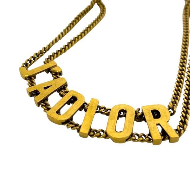 Christian DIOR J'adior 2 Chain Choker Necklace Antique Gold Metal