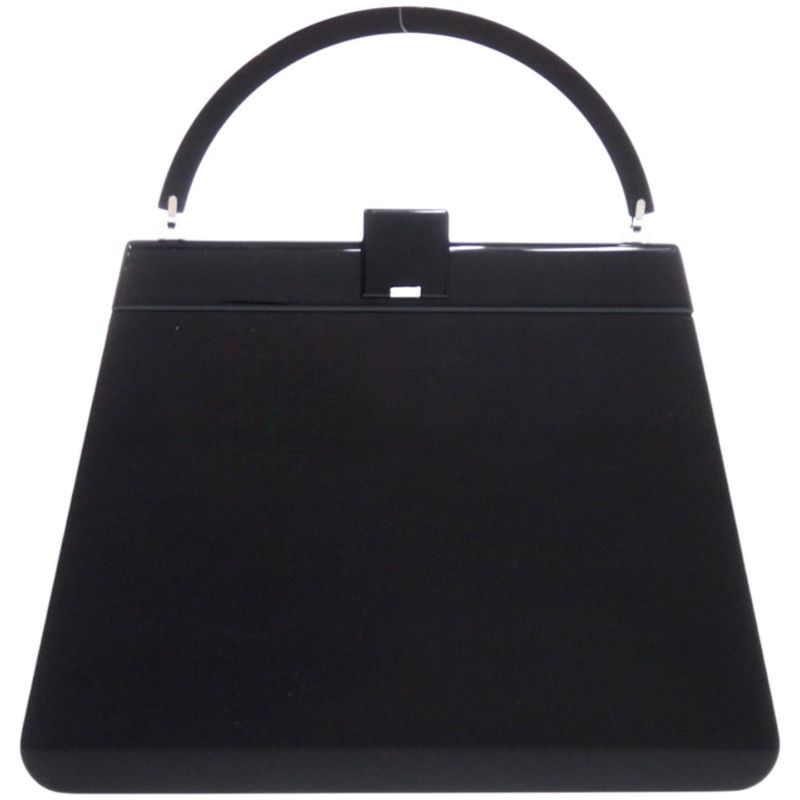 Louis Vuitton Plastic Leather Black Silver Hardware LV Black Handbag 0745 Louis
