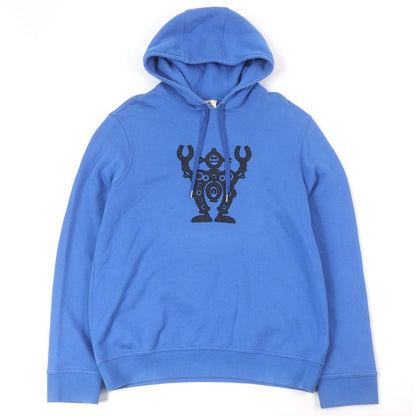 Hermes 21SS Furrier Cotton Sheepskin Lined Pullover Hoodie Blue XL Made In