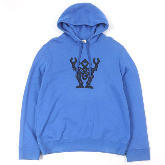 Hermes 21SS Furrier Cotton Sheepskin Lined Pullover Hoodie Blue XL Made In