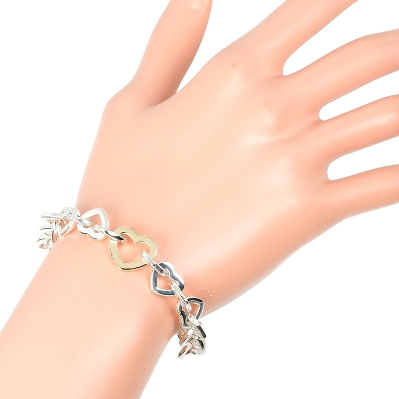 Tiffany & Co Heart Link Approx 16.3cm (6.42in) Around The Wrist 925 Silver X