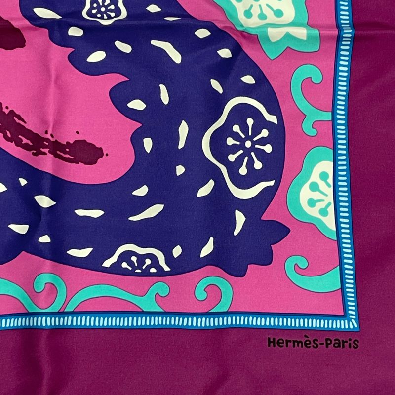 Hermes Dragon Silk Scarf Purple With Box