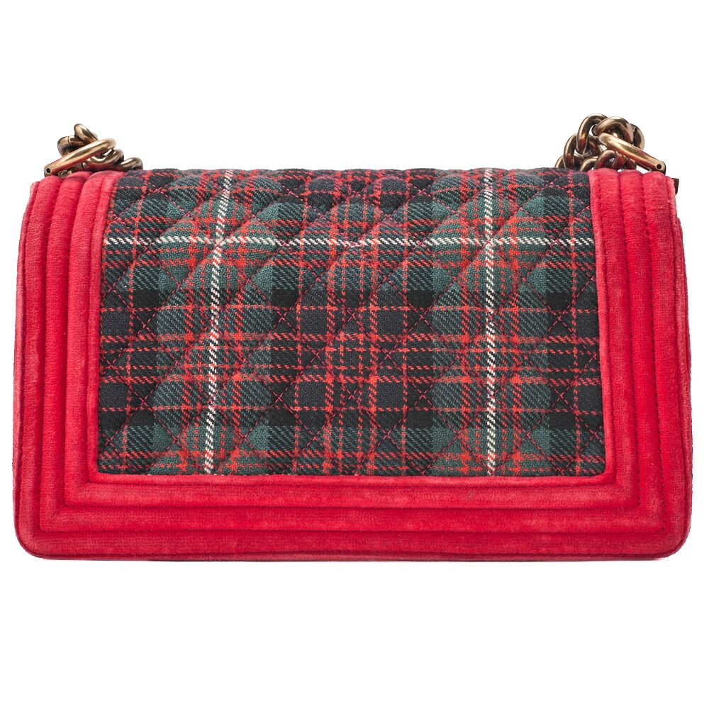 Chanel Boy Chanel Matelasse Chain Shoulder Cotton And Peroa Red And Multicolor