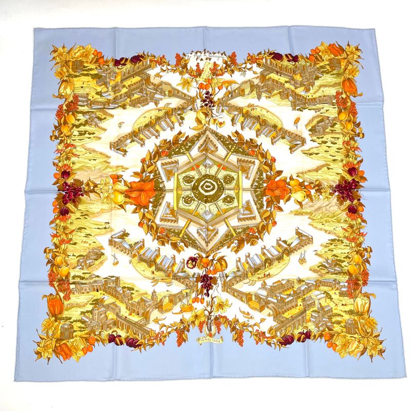 Hermes Scarf Carre 90 Silk Au Pays De Cocagne In Paradise Multicolor With Box