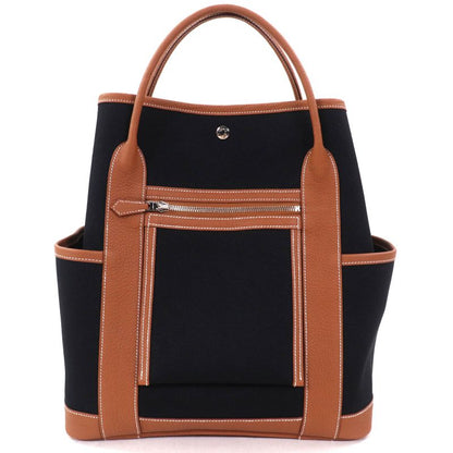 Hermes Garden Party Pocket Vertical Toile Military/negonda Serie Button Tote