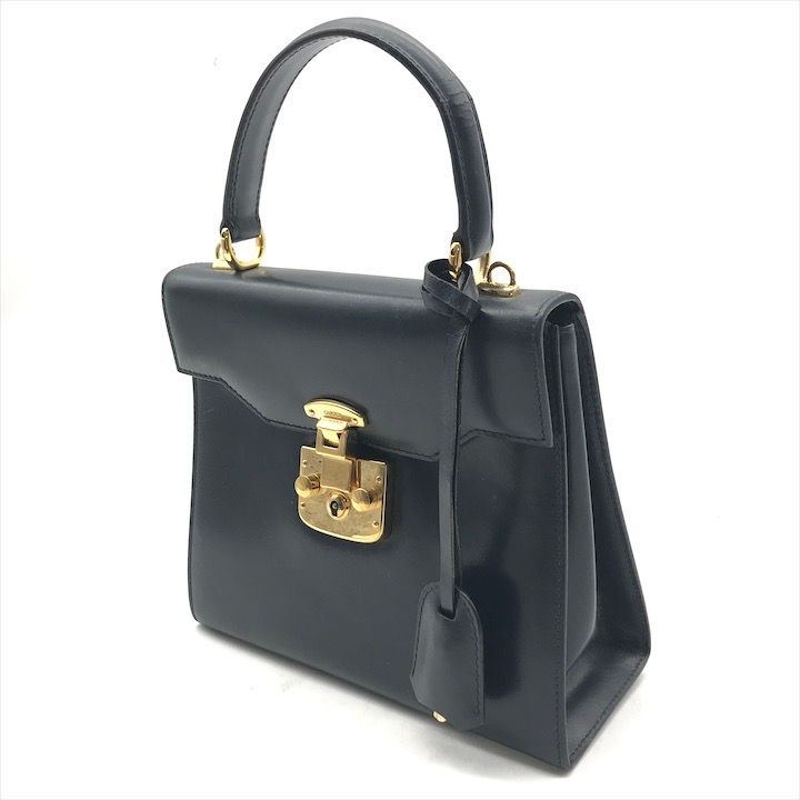 Gucci Ladylock Leather 2-Way Bag Navy Gphardware Bag