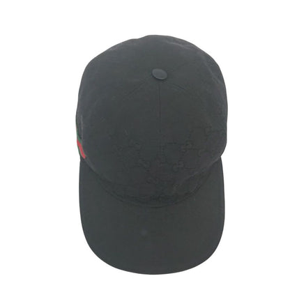 Gucci Cap Hat Sherry Line GG Canvas Black XL 60cm (23.62in)