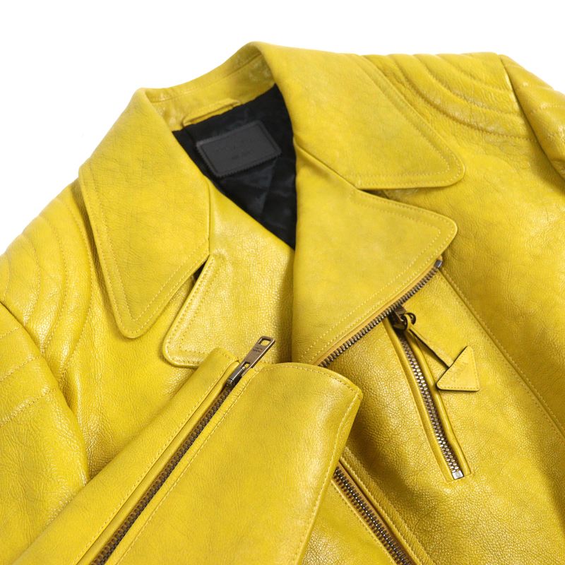 Prada 2021 Upw416 Calfskin Triangle Logo Charm Padded Double Riders Jacket