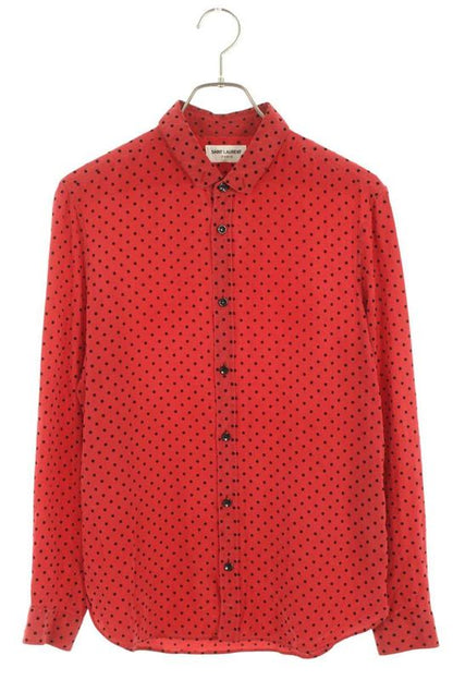 Saint Laurent Paris 653862 Y2d15 Dotted Silk Long Sleeved Shirt Men's 37