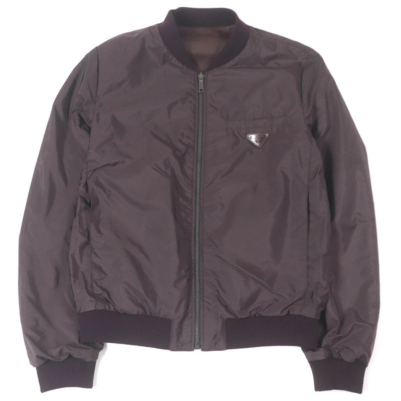 Prada Triangle Logo Triangle Plate Reversible Lamb Leather Bomber Jacket