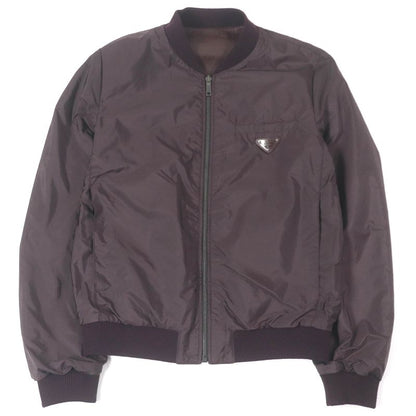 Prada Triangle Logo Triangle Plate Reversible Lamb Leather Bomber Jacket