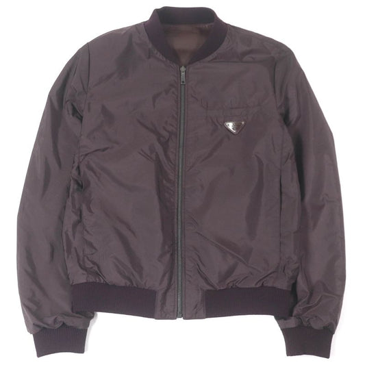 Prada Triangle Logo Triangle Plate Reversible Lamb Leather Bomber Jacket