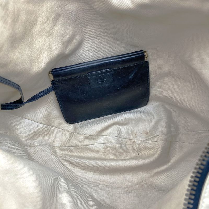 Gucci 95332 Shoulder Bag Handbag Large Bag Beige Black Canvas Leather Fashion