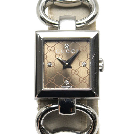 Gucci Tornavoni Quartz 4P Diamonds SS Brown Dial