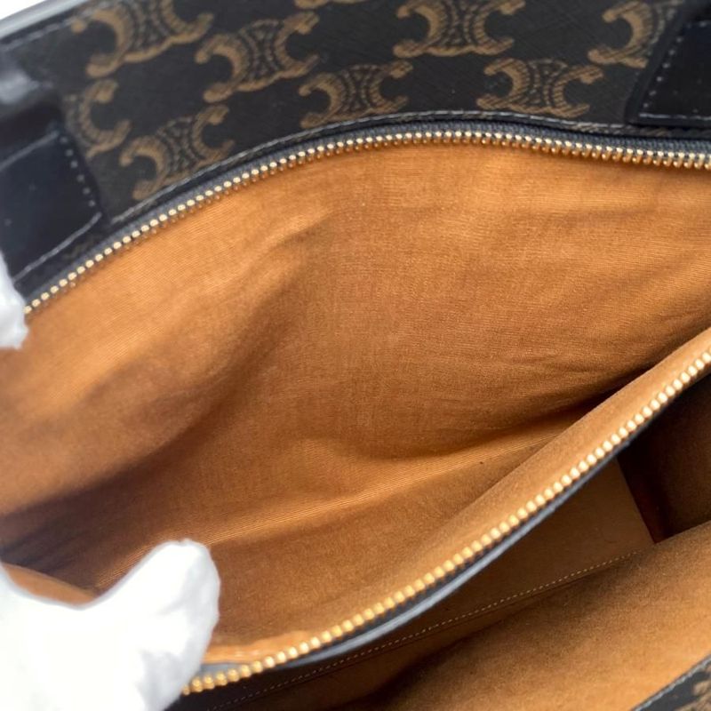 Celine Tote Shoulder Bag Medium Vertical Cabas 194432 Triomphe Black Brown