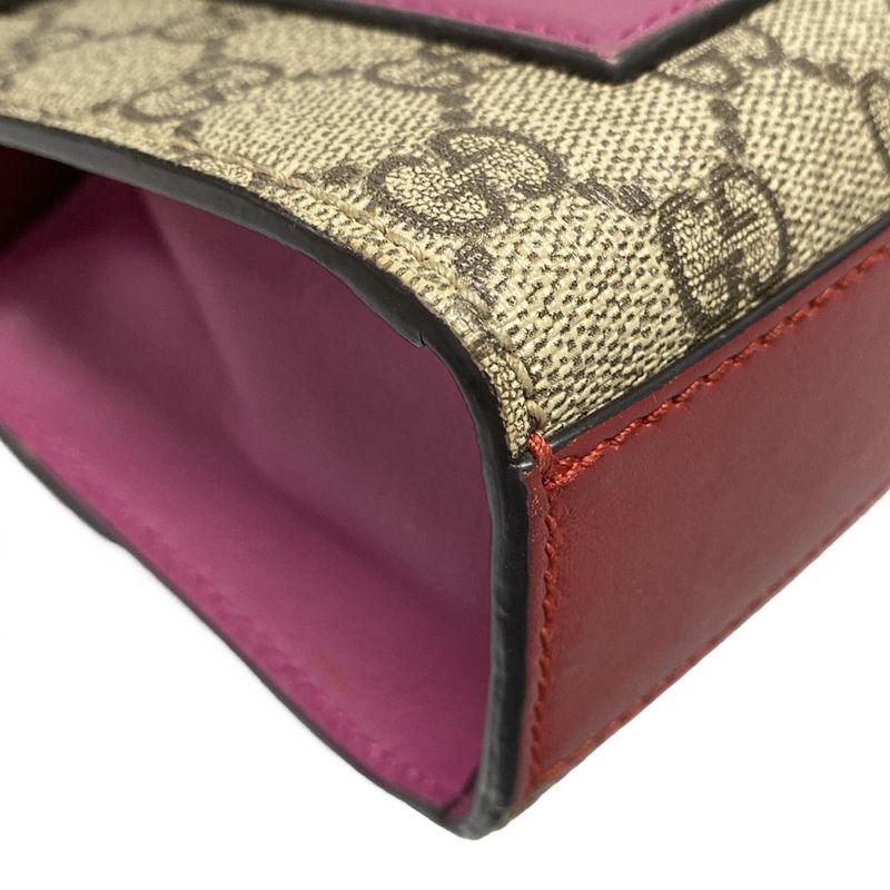 Gucci Shoulder Bag Padlock GG Small 409487 Dark Brown X Red X Multi Chain