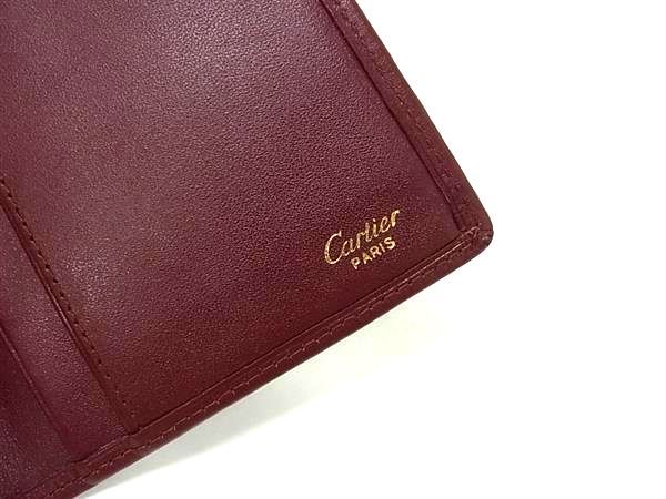Cartier Must Line Leather Bifold Long Wallet Men's Women's Bordeaux Fm9547