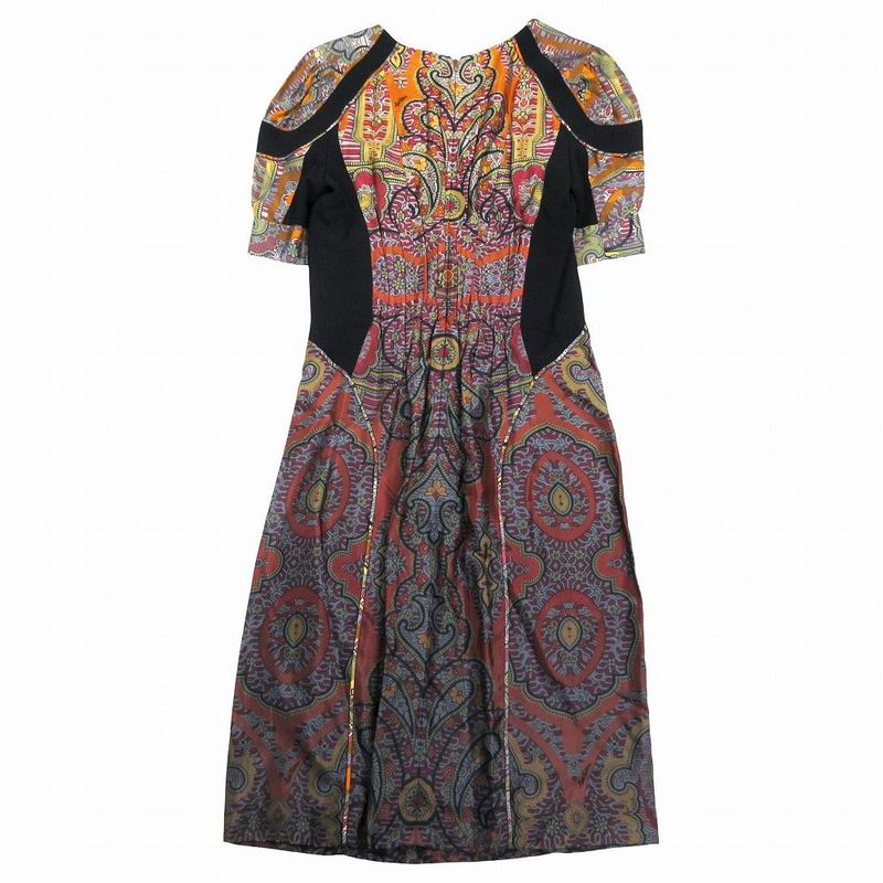 Louis Vuitton Rw092a Wpdr18cur Silk Paisley Pattern Dress Short Sleeves Red