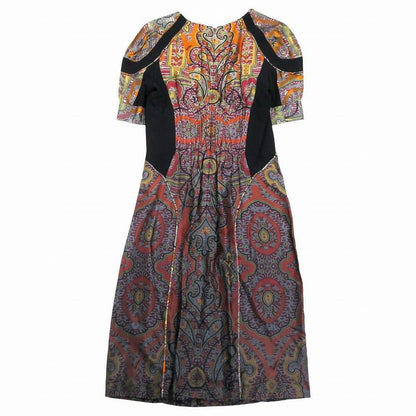 Louis Vuitton Rw092a Wpdr18cur Silk Paisley Pattern Dress Short Sleeves Red