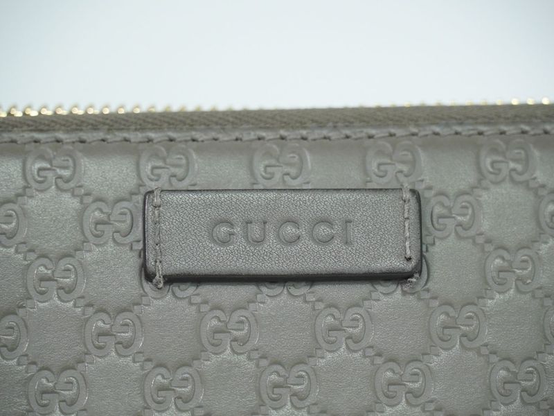 Authentic Gucci Shimmer Leather Round Zipper Long Wallet Long Wallet Gray