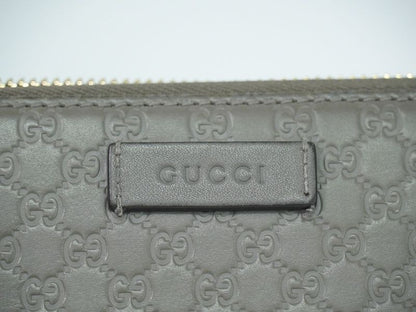 Authentic Gucci Shimmer Leather Round Zipper Long Wallet Long Wallet Gray