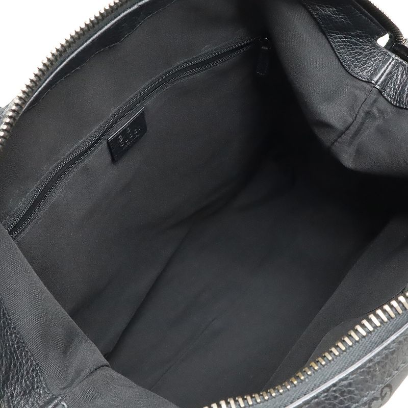 Gucci GG Nylon Tote Shoulder Bag Leather Black Silver Hardware Outlet Item