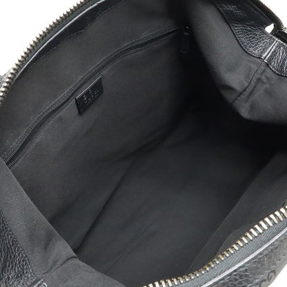 Gucci GG Nylon Tote Shoulder Bag Leather Black Silver Hardware Outlet Item