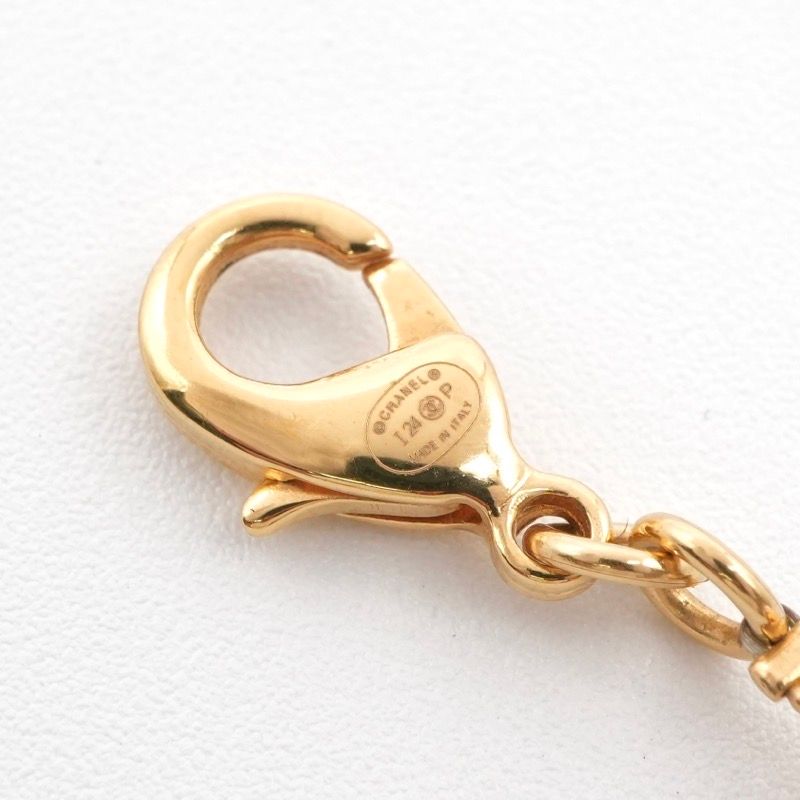 Chanel Necklace Pendant Choker Gold White Here Mark Heart