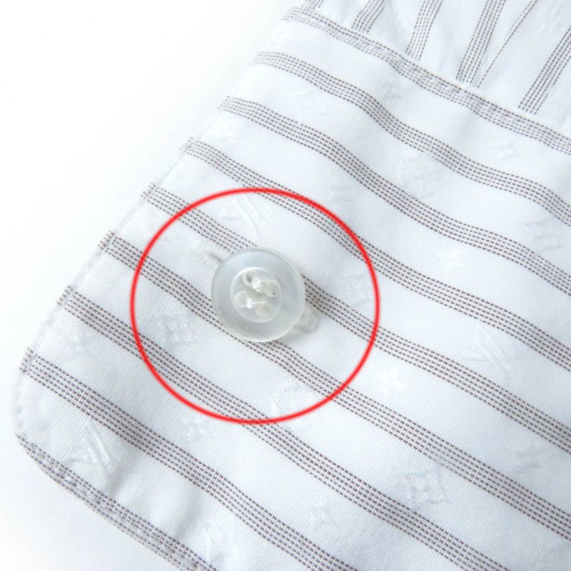 Louis Vuitton 100% Cotton Monogram Pattern LV Embroidery Long Sleeve Shirt