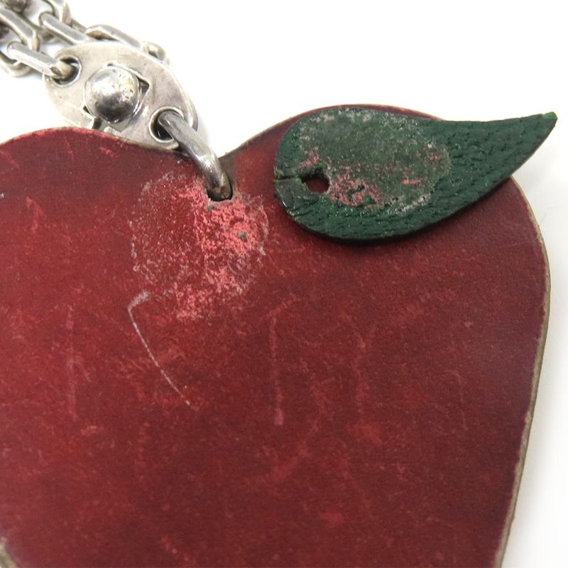 Hermes Bag Charm Apples Fruit Leather Silver 925 Red Green Silver Hardware Key
