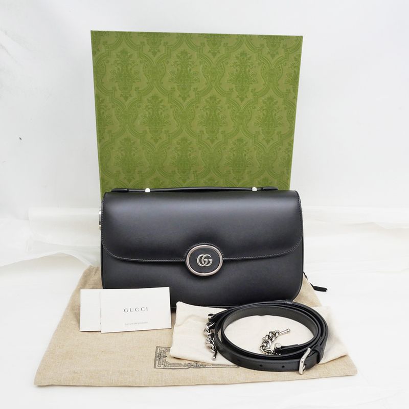 Gucci Clutch Bag Shoulder Bag Leather Black 739721 Shoulder Ladies