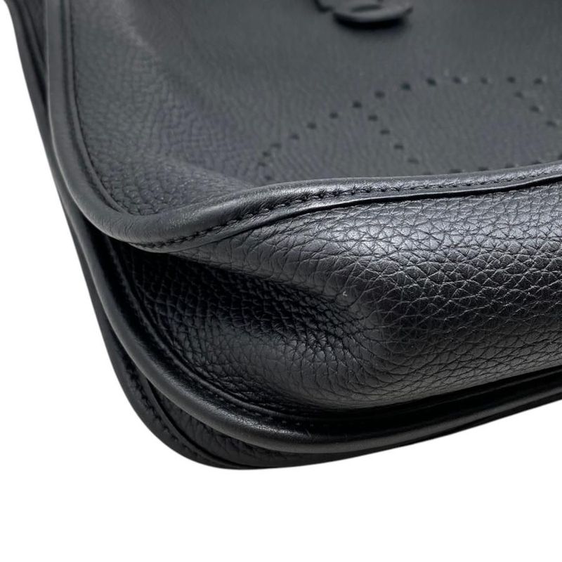 Hermes Shoulder Bag Evelyn 3 PM Z Engraved Taurillon Clemence Noir Black