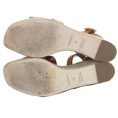 Hermes Espadrille Elda Sandals Size 39 Approx 25.5cm (10.04in) Brown Women's