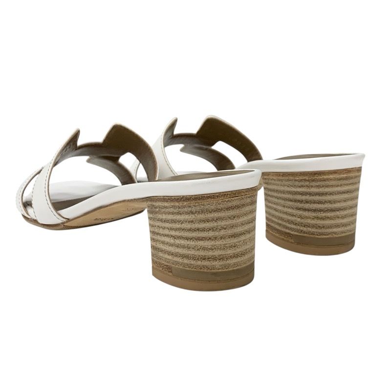 Hermes Oasis Sandals Shoes Leather White Mules