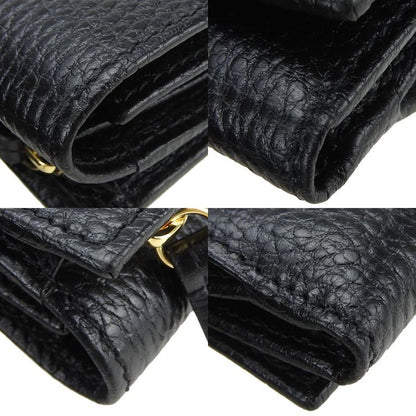 Gucci Trifold Wallet 644407 GG Marmont Leather Black Gold Hardware Compact