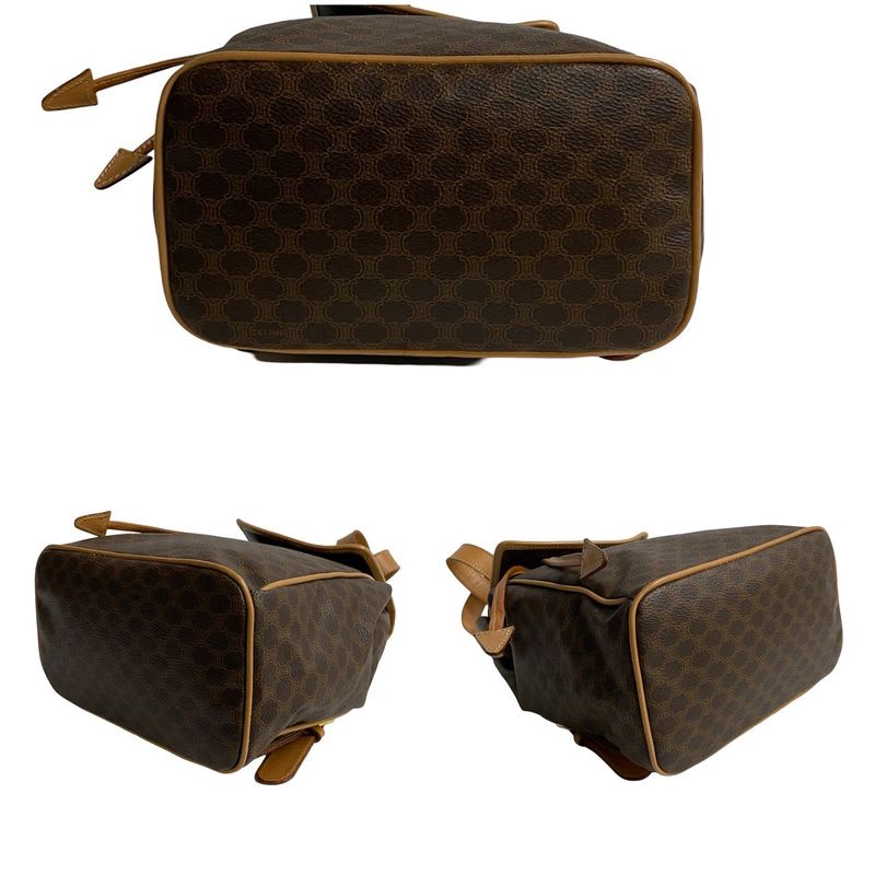 Celine Macadam Blason Triomphe Pattern Logo Ring Hardware Leather Backpack Sac