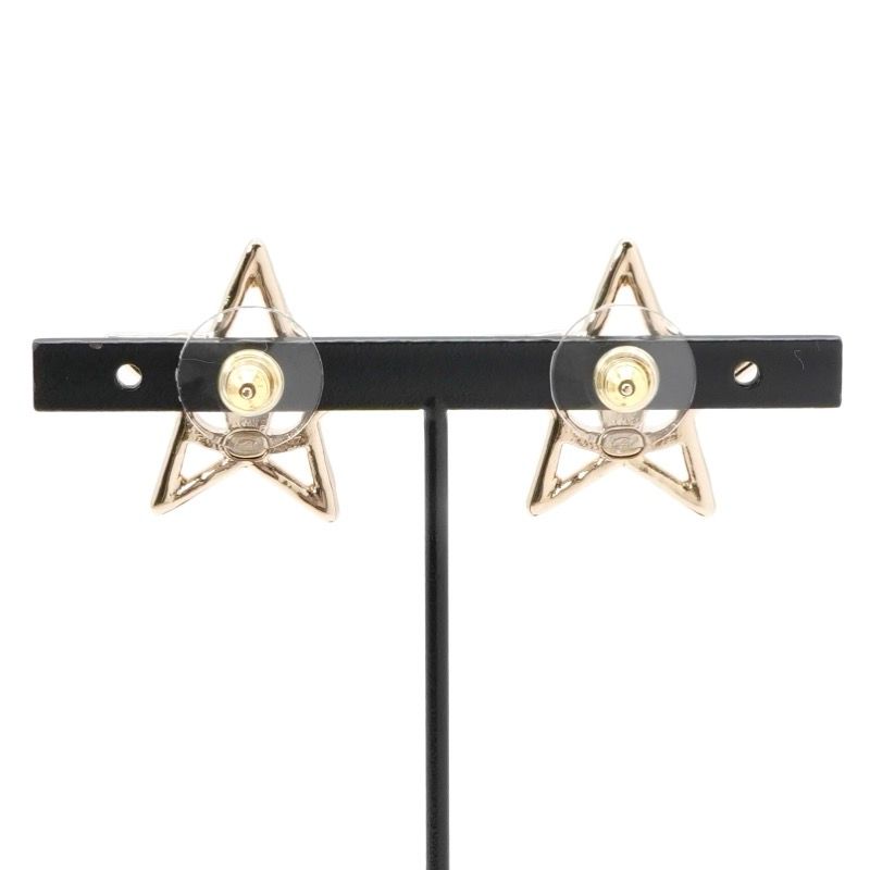 Chanel Earrings Earring Gold White Coco Mark Star