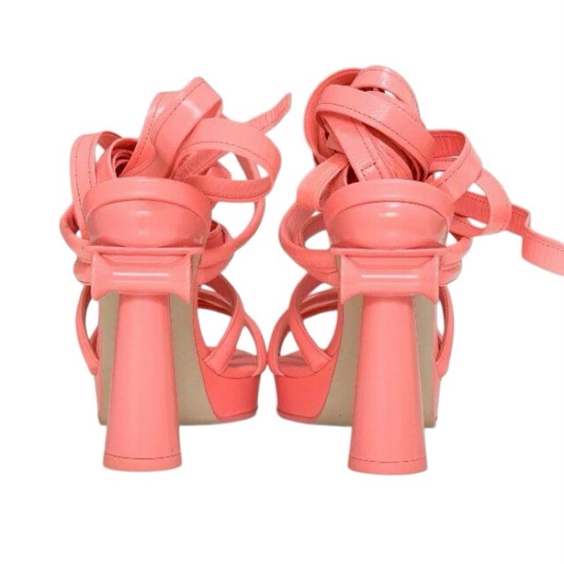 Chanel Sandals Shoes Leather Pink Gold Strap